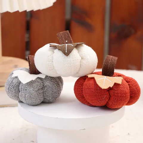 Gestrickter Kürbis Hängedekoration Erntedankfest Dekoration Polyester Stoff Plüsch Kleiner Kürbis Für Tischdekoration