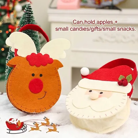 Christmas Non-woven Fabric Gift Bags Santa Claus Snowman Reindeer Cartoon Candy Bags For Xmas Eve Apple Packaging Handheld Drawstring Bags