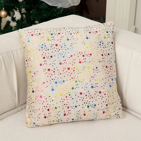 Housse de Coussin de Noël Pentagramme Bronzage Tissu Velours Hollandais Doux Taie d'Oreiller de Canapé pour Décoration Maison