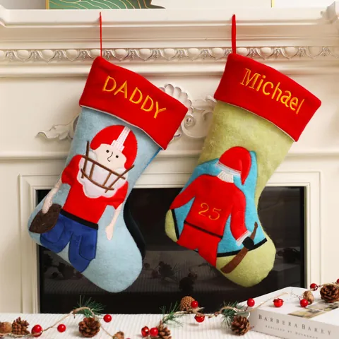 Calcetín de Navidad Tema Deportivo Béisbol Baloncesto Fútbol Americano Hockey sobre Hielo Bolsa de Regalo Decoración de Chimenea