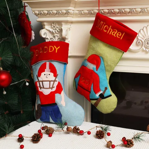 Calcetín de Navidad Tema Deportivo Béisbol Baloncesto Fútbol Americano Hockey sobre Hielo Bolsa de Regalo Decoración de Chimenea