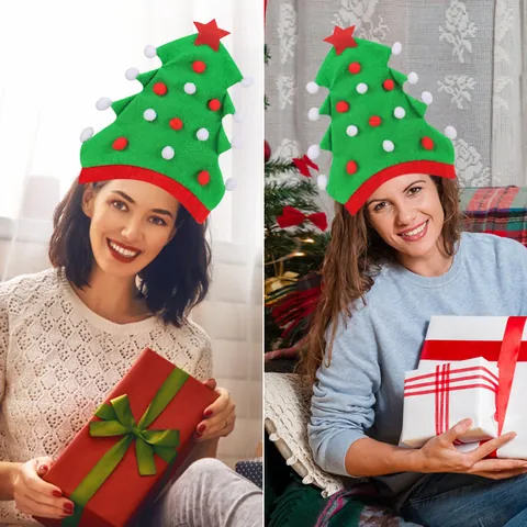 Kreativer Weihnachtsbaum Partyhut Festliche Elfen Dekoration Sternen Filz Pompon Kopfschmuck Für Urlaubsfeier Partyzubehör