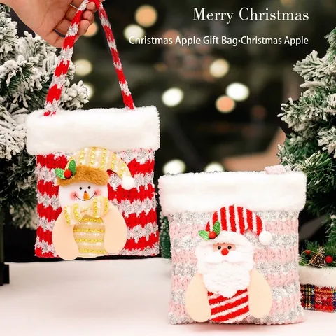 Kerstmis Cadeauzakjes 3D Cartoon Kerstman Sneeuwpop Rendier Handheld Snoep Appel Verpakkingszakjes Feestelijke Feestartikelen Cadeauzakje met Trekkoord