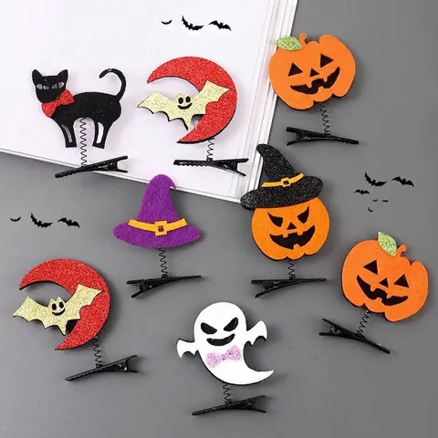 Halloween Hair Clip Pumpkin Ghost Spider Bat Witch Hat Alligator Clip Cartoon Spring Festive Headwear For Kids Party Decor