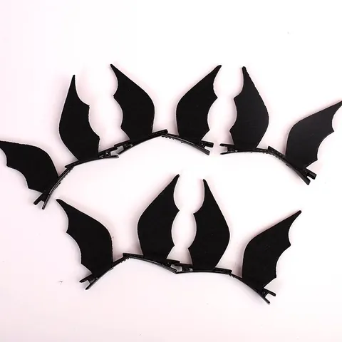 Par de Pinzas para el Cabello de Alas de Murciélago Negras de Halloween Divertidas Horquillas de Cocodrilo para Fiesta Niños