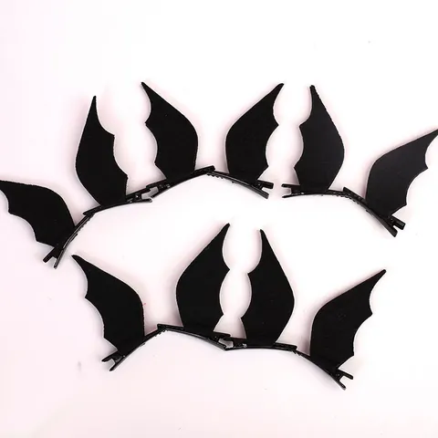 Pair Halloween Black Bat Wing Hair Clips Funny Devil Wing Alligator Hairpins Spooky Hair Accessories For Costume Party Kids