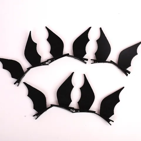 Pair Halloween Black Bat Wing Hair Clips Funny Devil Wing Alligator Hairpins Spooky Hair Accessories For Costume Party Kids