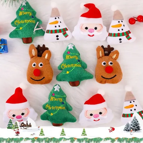 Broche de Navidad de Felpa Papá Noel Reno Muñeco de Nieve Árbol Pin Accesorios Decorativos para Ropa Bolsos Regalos Mujer