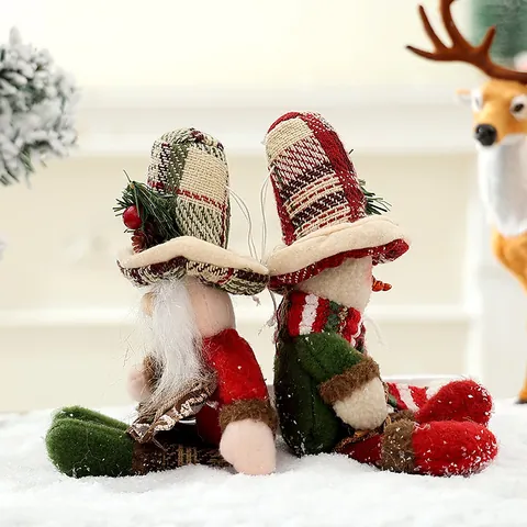 Adorno Colgante Árbol de Navidad Sombrero Cuadros Papá Noel Muñeco de Nieve Alce Muñeca de Peluche Decoración de Fiesta Hogar Escaparate