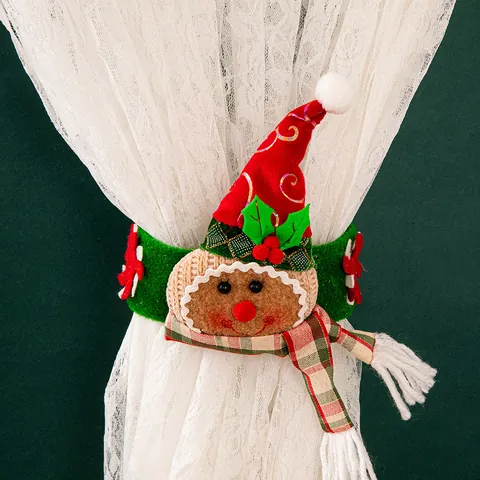 Abrazadera de Cortina de Hombre de Jengibre de Navidad Tela Decorativa 3D Dibujos Animados Para Decoración de Ventana Hogar