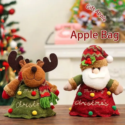 Kerstmis 3D Cartoon Pop Geschenktassen Boomvorm Kerstman Rendier Sneeuwpop Snoepzak Trekkoord Rits Polyester Borduren Tassen Voor Feestdagen Decoratie