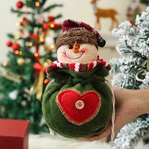 Christmas Gift Bag 3D Santa Snowman Reindeer Drawstring Gift Pouch Holiday Candy Bag Christmas Eve Apple Bag Decoration