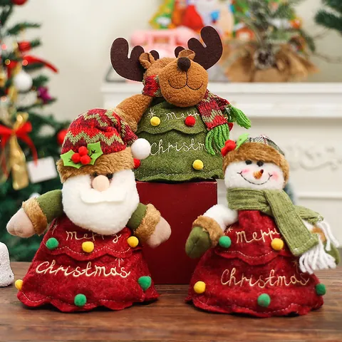 Kerstmis 3D Cartoon Pop Geschenktassen Boomvorm Kerstman Rendier Sneeuwpop Snoepzak Trekkoord Rits Polyester Borduren Tassen Voor Feestdagen Decoratie