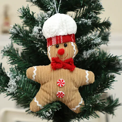Christmas Gingerbread Man Plush Ornament Corduroy Christmas Tree Hanging Decoration Holiday Party Prop Festive Gift