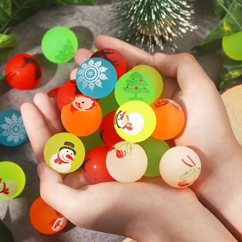 Kerstserie Stuiterballen Massief Rubber Hoge Veerkracht Speelgoed Gemengde Patronen Voor Kinderen Studenten Festivalcadeaus