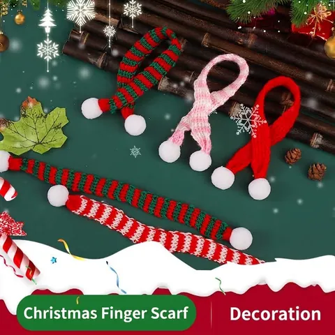 Kerst Mini Gebreide Sjaal Wijnfles Pop Decoratie Gestreepte Sjaal Met Kleine Pompons Feestelijke Partij Decoratie Accessoire