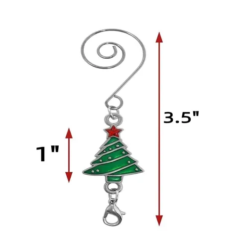 Set di Ganci per Decorazioni per Alberi di Natale in Lega Ganci per Ornamenti a Forma di S Argento Con Pendente ad Albero Verde