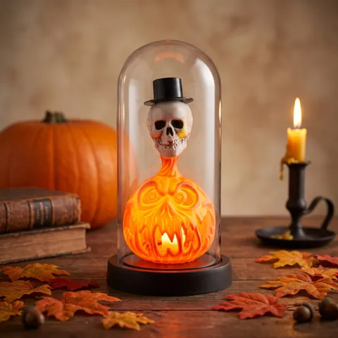 Halloween Ghost Skull Pumpkin LED Decorative Light Spooky Ornament With Cloche Spooky Atmosphere Lamp For Bar Home Party Decor