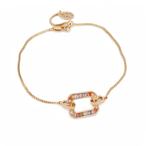 18K Gold Plated Copper Zirconia Adjustable Bracelet Vintage Palace Style Geometric Safety Pin Chain Bracelet For Women Elegant Jewelry