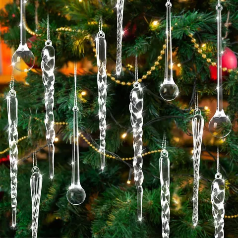 Decorazioni per Albero di Natale in Acrilico Trasparente Ghiacciolo Goccia d'Acqua Decorazioni Appese per Feste e Casa