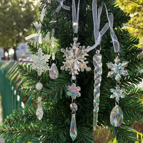 Decorazioni Natalizie in Acrilico a Fiocco di Neve Ciondoli a Ghiacciolo e Goccia d'Acqua Decorazioni da Appendere per Albero di Natale per Capodanno Festa Casa
