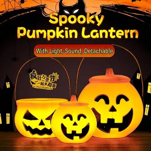 Lanterna a LED Portatile per Halloween Secchiello per Caramelle Decorazione Luminosa a Forma di Zucca per Feste e Casa