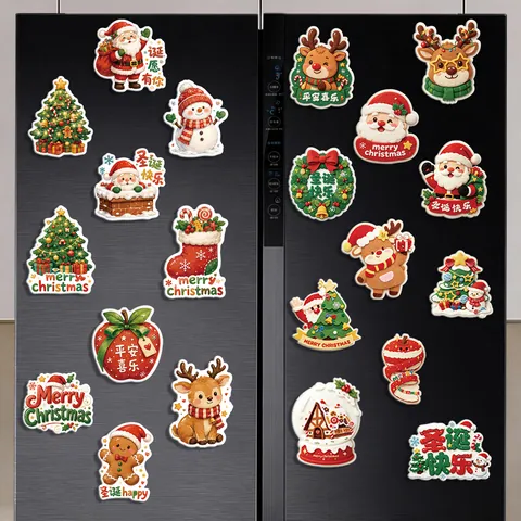 Weihnachts Kühlschrankmagnete Set Weihnachtsmann Schneemann Rentier Magnetische Kühlschrankaufkleber Für Küche Feiertag Deko