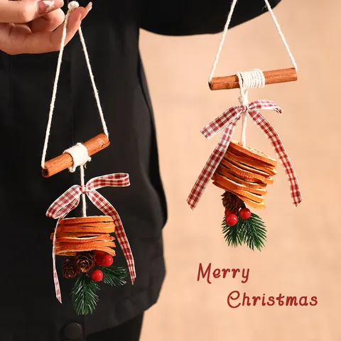 Decorazioni Natalizie in Legno Per Albero Con Campane in Metallo Fiocco Nastro Pigna Babbo Natale Addobbi Per Casa Festa