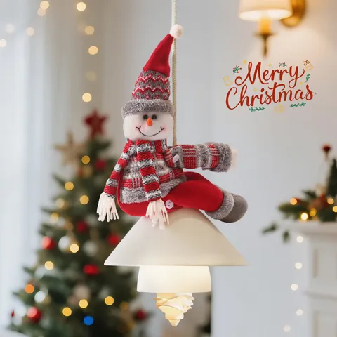 Cute Plush Christmas Santa Claus Snowman Ornaments Hanging Pendant Door Handle Covers Festive Home Decor Party Gifts