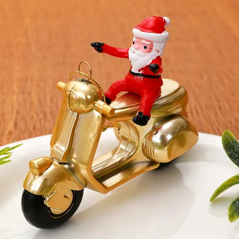 Golden PC Santa Claus Locomotive Motorcycle Christmas Tree Hanging Ornaments Festive Holiday Home Decoration Pendant Gift