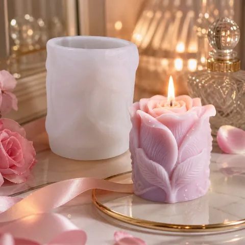 3D Rose Flower Candle Silicone Mold Food Grade DIY Handmade Soap Resin Crafting Tool Valentine Ornament