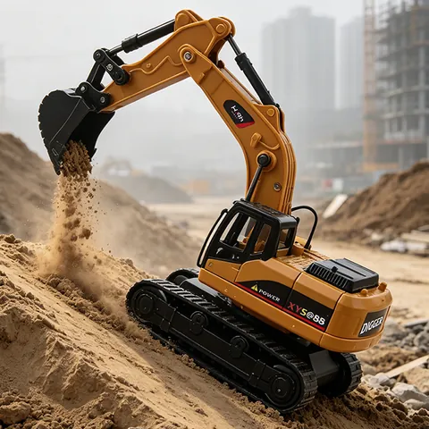 1:64 Scale Mini Remote Control Forklift Crane Alloy Engineering Vehicle Model 8 Channel Simulation Lifting Toy Car For Kids Boys