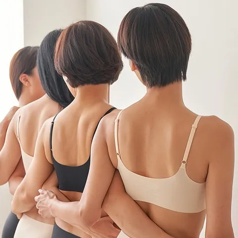 Women's Seamless Wirefree Bra Thin Padded Push Up Bralette V-Neck Adjustable Strap Comfort Daily Lingerie Solid Color Intimate