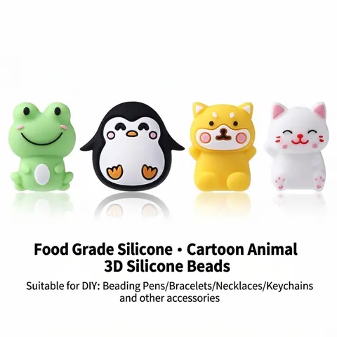 3D Cartoon Animal Silicone Beads Food Grade BPA Free Teething Beads For DIY Jewelry Making Baby Teether Accessories