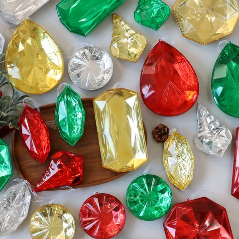 Facettierte Acryl Edelstein Weihnachtsbaum Anhänger Transluzente Bunte Kristall Stil Hängende Ornamente Feiertagsdekoration