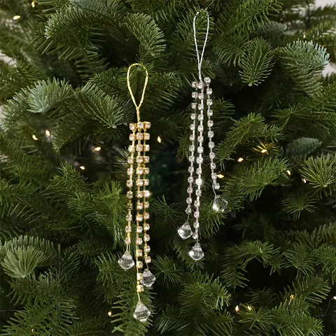 Décoration Suspendue de Sapin de Noël en Gemme Acrylique Branches en Strass pour Décoration DIY Maison Or Argent Fête de Noël