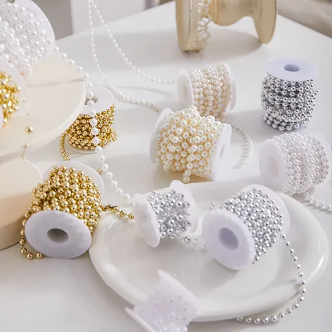 Christmas Tree Bead Chain Decoration DIY Festive Holiday Garland Hanging Ornament For Wedding Party Home Decor