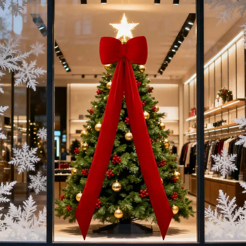 Gran Decoración De Lazo De Terciopelo Navideño Con Cintas Largas Para Árbol De Navidad Boda Fiesta Ventana Centro Comercial