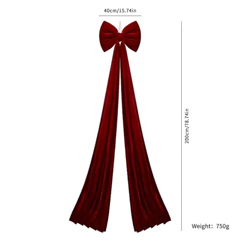 Giant Velvet Bow Hanging Decoration For Wedding Party Valentine's Day Wine Red Large Bowknot Christmas Ornament Room Decor