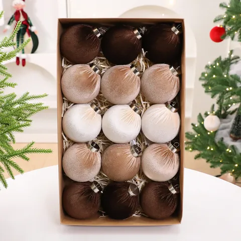 Luxury Velvet Christmas Ball Ornaments Set Flocked Xmas Tree Hanging Ornaments Decorative Holiday Balls For Home Wedding Party Decor