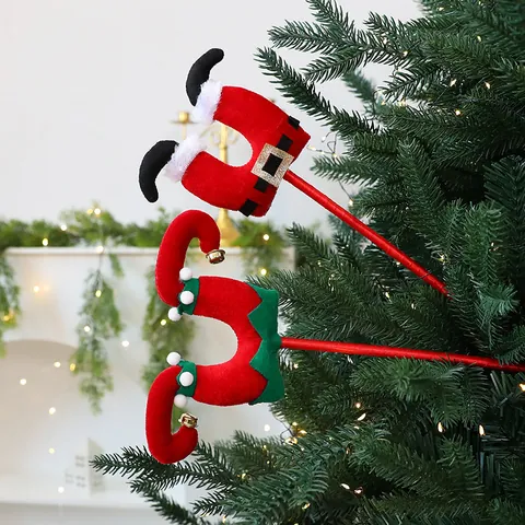 Picos de Piernas de Elfo de Árbol de Navidad Piernas de Papá Noel Decoraciones Ornamento Estilo Grinch Felpa Fiesta Hogar