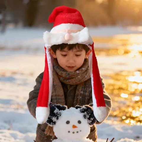 Animated Christmas Airbag Hat With Moving Ears Funny Santa Snowman Plush Cap Novelty Party Costume Accessory For Kids Adults