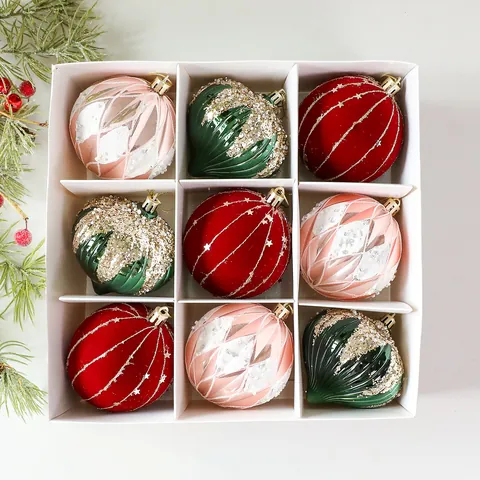 Bemalte Weihnachtskugeln Dekoration Bruchsichere Baumhänger Haus Fenster Deko Mischfarben Sortierte Muster Stil