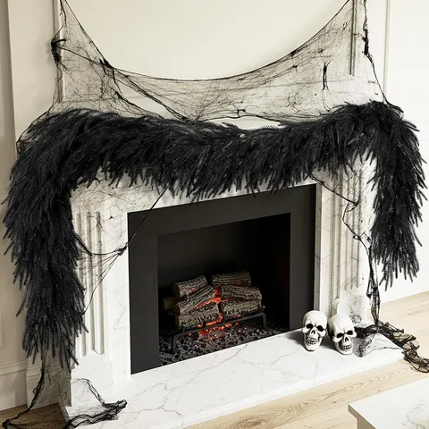 Halloween Ghirlanda di Pino Norfolk Nero Vite Artificiale Per Camino Mensola Home Decor Location Layout Festa Decorazione Oggetti di Scena