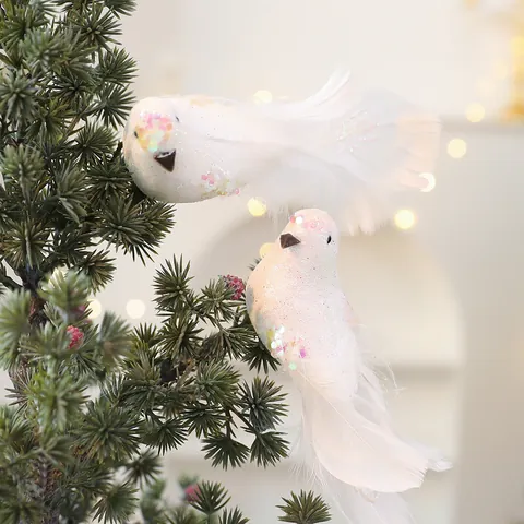 Simulación Pájaro Pequeño Decoración Árbol de Navidad Pájaros Artificiales Espuma Pluma Purpurina Lentejuelas Adorno Animal Decoración Hogar