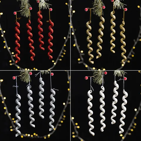 Colgantes de Carámbanos en Espiral de Navidad con Purpurina Adornos de Plástico para Decoración de Árbol de Navidad Fiesta