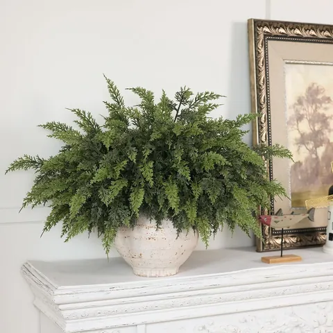 Artificial Snow Cedar Pine Branches For Christmas DIY Bouquet Vase Decor Home Outdoor Photography Prop Fake Greenery