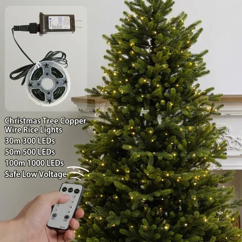 Green Wire LED String Lights With Remote Control Waterproof Copper Wire Fairy Lights Warm White For Christmas Tree Holiday Party Decoration