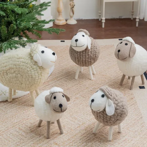 Ornamento a Forma di Pecora in Feltro Nordico Fatto a Mano Pecora di Lana per la Decorazione del Soggiorno Regalo di Natale