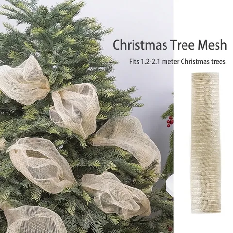 Christmas Tree Decoration PP Mesh Ribbon Metallic Foil Poly Deco Mesh For Wreaths Swags Bows Garland Holiday Party Ornament